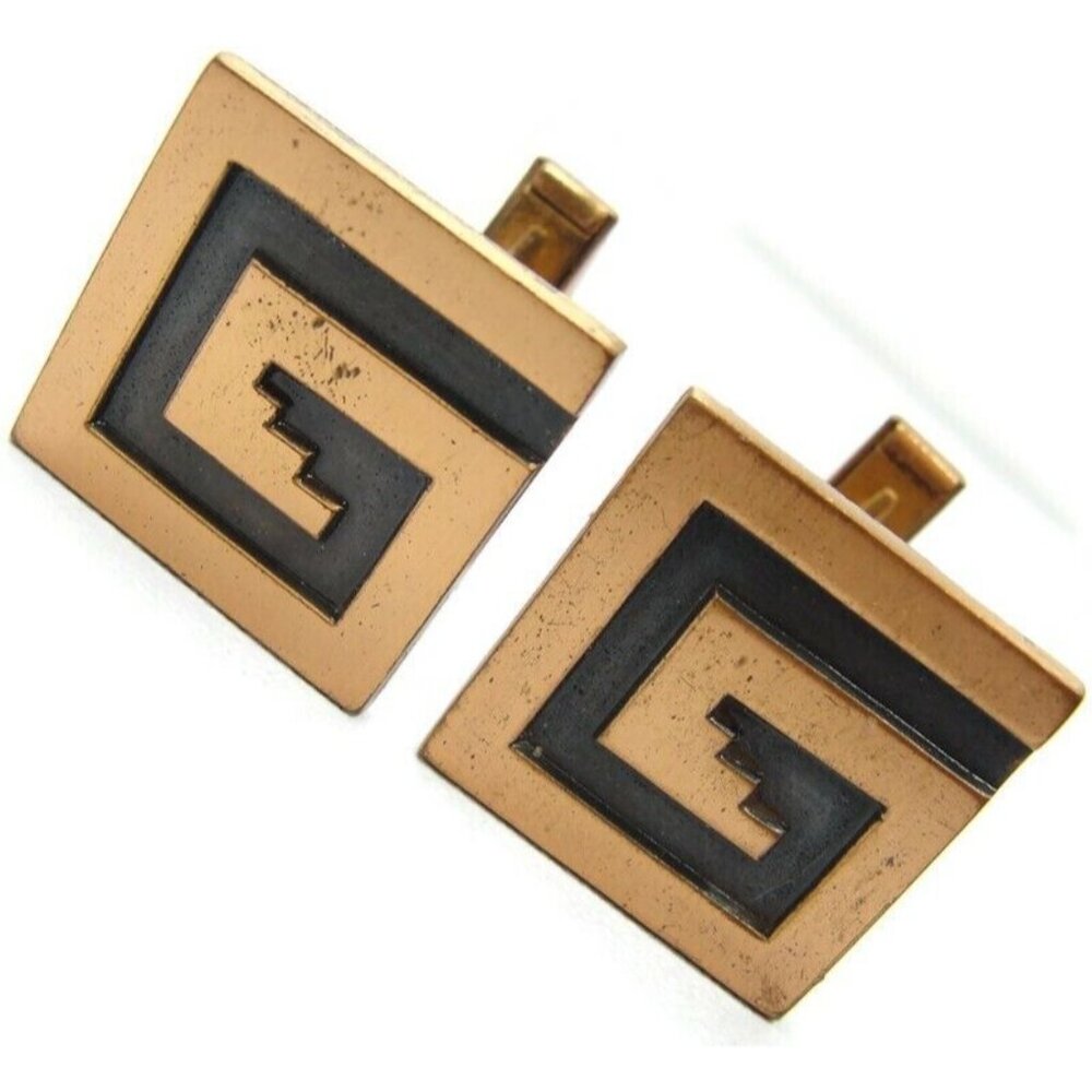 Modernist Copper Cufflinks Square Shirt Accessories Wedding Pat Pending Vintage